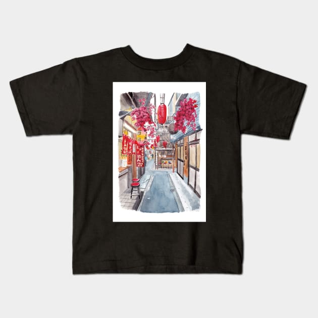 Shinjuku Alley, Tokyo Japan Kids T-Shirt by NorrskenArt